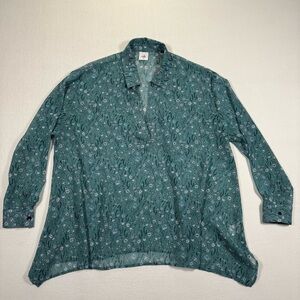 CAbi 3761 Chase Field of Flowers Blouse M Semi Sheer V-Neck Long Sleeve floral